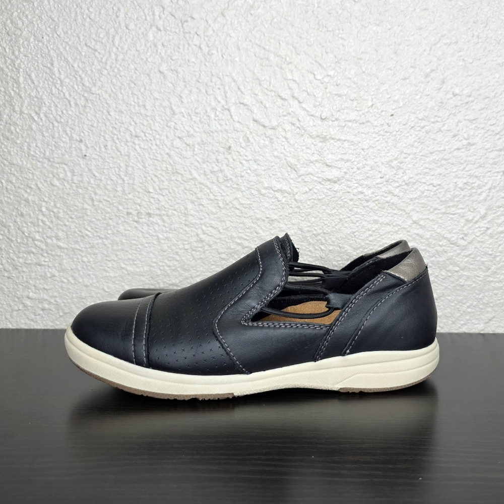 Earth Origins Elizabeth Wide Shoes Women Color Black Leather Slip On Size 6 - Picture 2 of 12